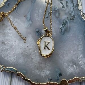 🆕Stainless Steel Drip Oil K Letter Alphabet A-Z Initials Pendant Necklace